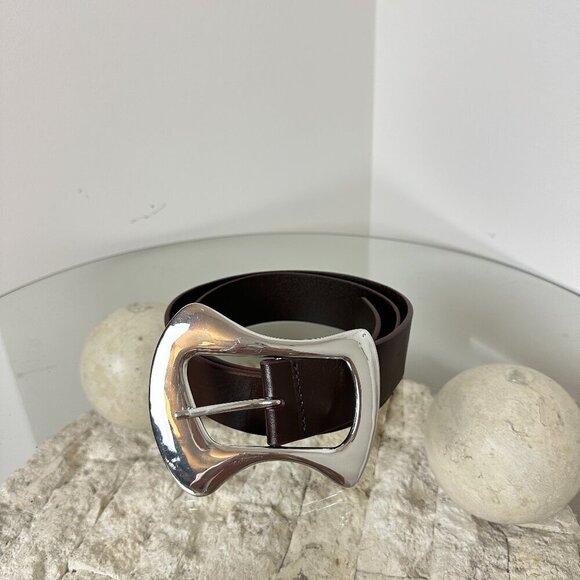 ANTHROPOLOGIE Statement Buckle Belt in Brown Size Small NWOT main image 9
